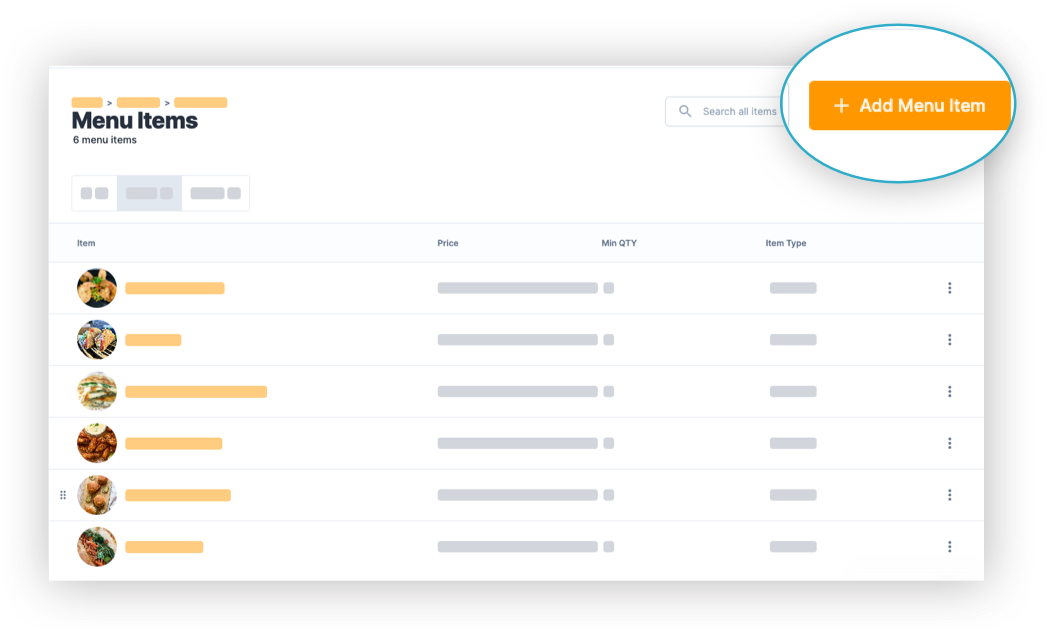 Honeycart catering order automation software - Menu Dashboard