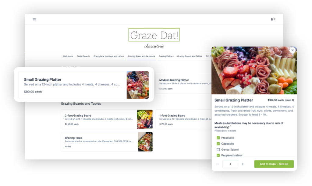 GrazeDat Catering online ordering storefront - by HoneyCart