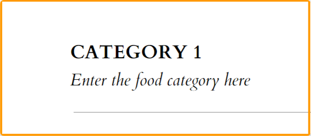 Catering menu design category